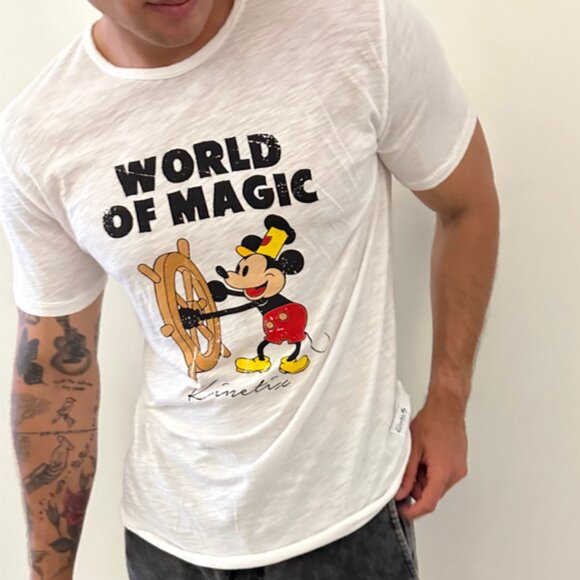 WORLD OF MAGIC on our 4 Corners Crew neck (WHITE) - Picture 1 of 2